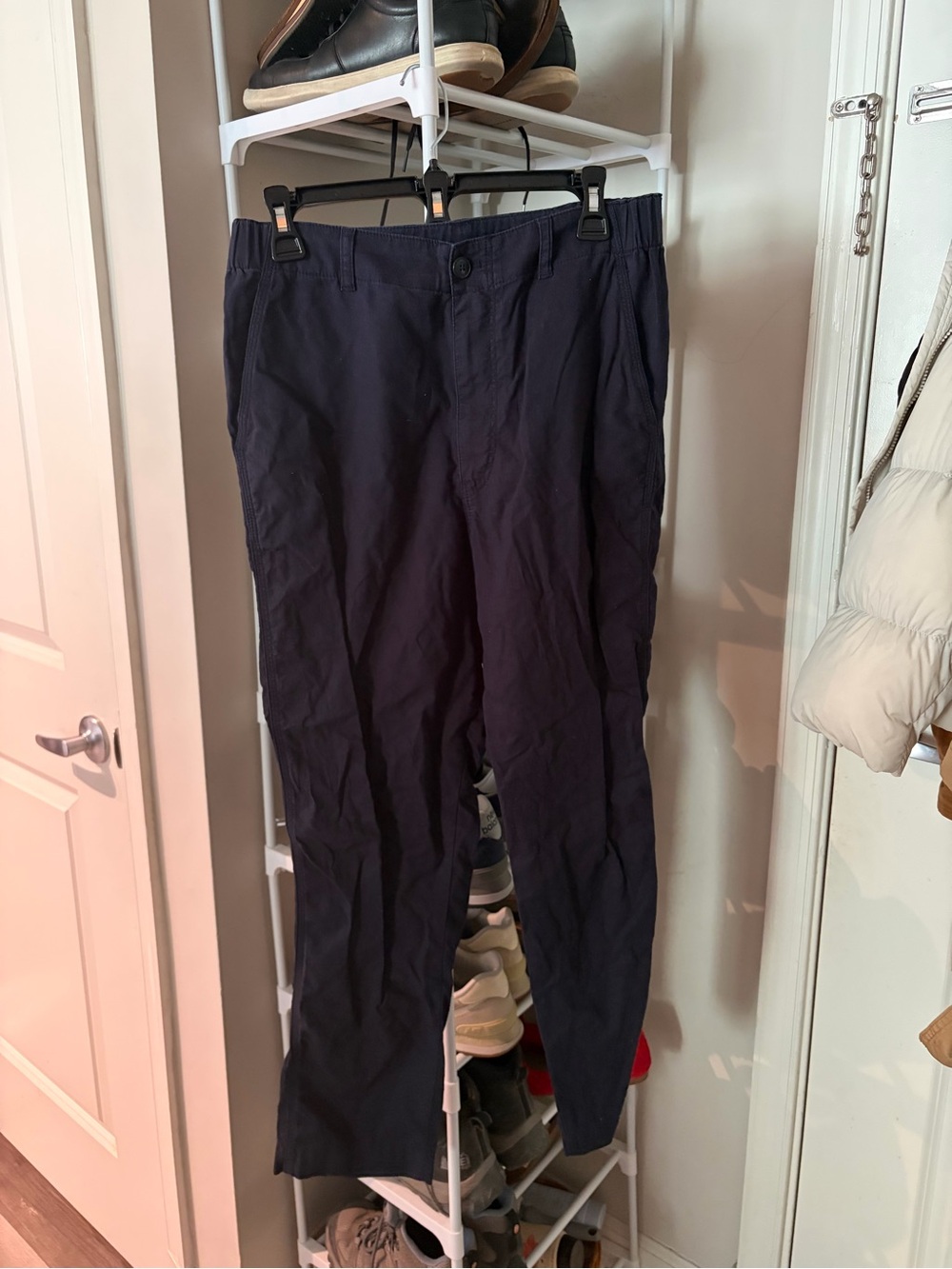 Uniqlo Navy Straight-Leg Women's Linen Pants